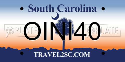 OINI40 South Carolina License Plate