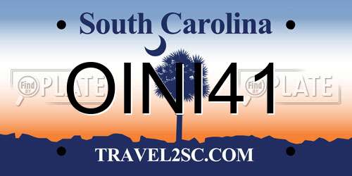 OINI41 South Carolina License Plate