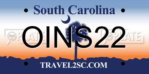OINS22 South Carolina License Plate