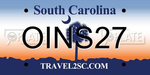 OINS27 South Carolina License Plate