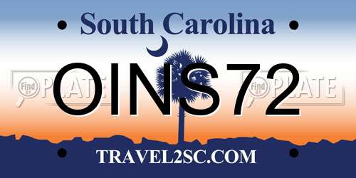 OINS72 South Carolina License Plate