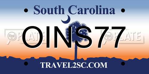 OINS77 South Carolina License Plate