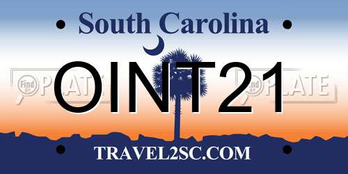 OINT21 South Carolina License Plate