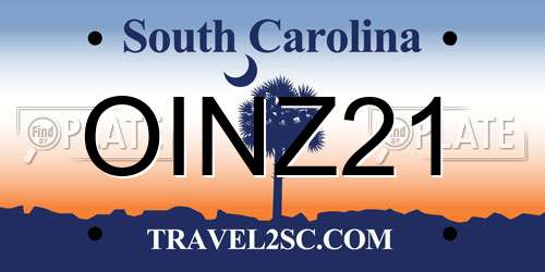 OINZ21 South Carolina License Plate