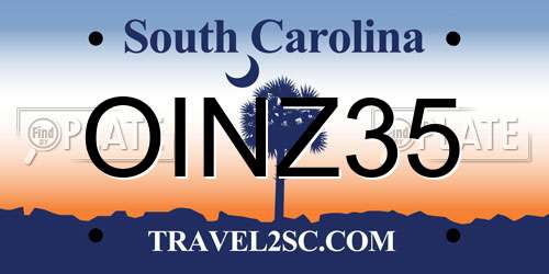 OINZ35 South Carolina License Plate