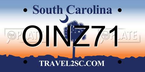 OINZ71 South Carolina License Plate