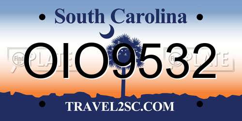 OIO9532 South Carolina License Plate