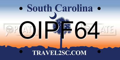 OIPF64 South Carolina License Plate