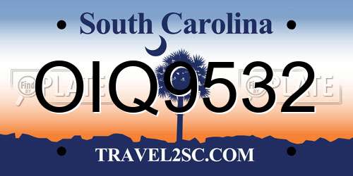 OIQ9532 South Carolina License Plate