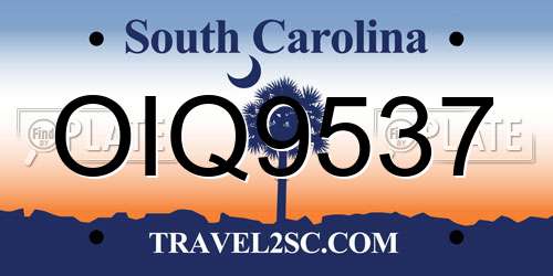 OIQ9537 South Carolina License Plate