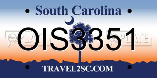 OIS3351 South Carolina License Plate