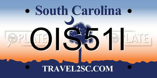 OIS51I South Carolina License Plate