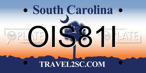 OIS81I South Carolina License Plate