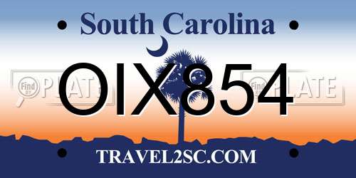 OIX854 South Carolina License Plate