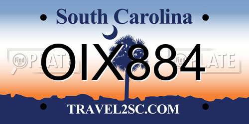 OIX884 South Carolina License Plate