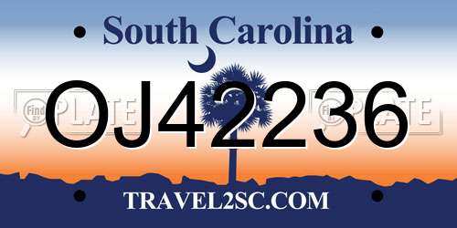 OJ42236 South Carolina License Plate