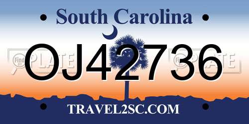 OJ42736 South Carolina License Plate