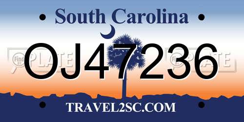 OJ47236 South Carolina License Plate