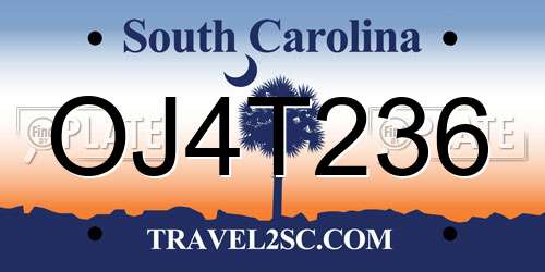 OJ4T236 South Carolina License Plate