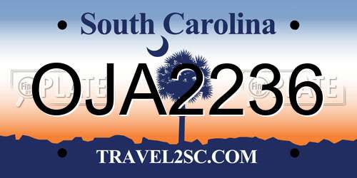 OJA2236 South Carolina License Plate
