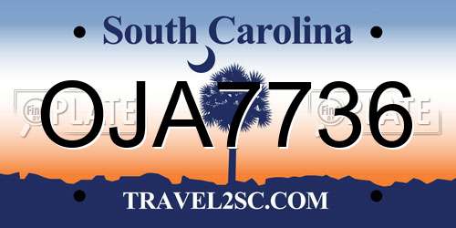 OJA7736 South Carolina License Plate