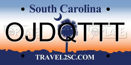 OJDQTTT South Carolina License Plate