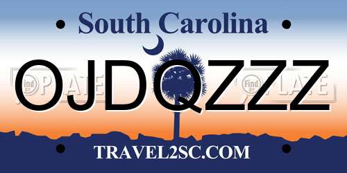 OJDQZZZ South Carolina License Plate