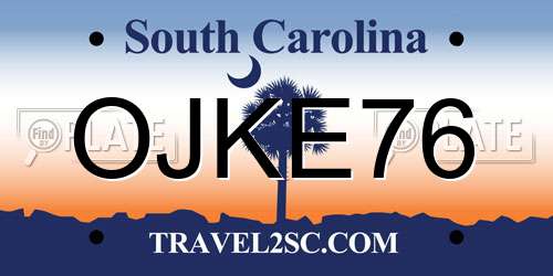 OJKE76 South Carolina License Plate