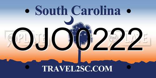 OJO0222 South Carolina License Plate
