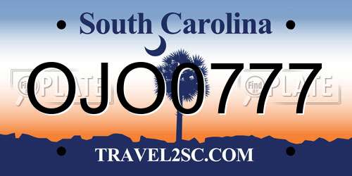OJO0777 South Carolina License Plate