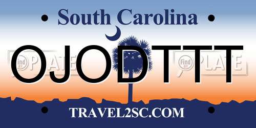 OJODTTT South Carolina License Plate