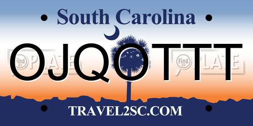 OJQOTTT South Carolina License Plate