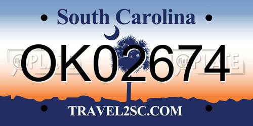 OK02674 South Carolina License Plate