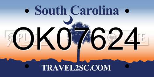 OK07624 South Carolina License Plate