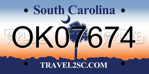 OK07674 South Carolina License Plate