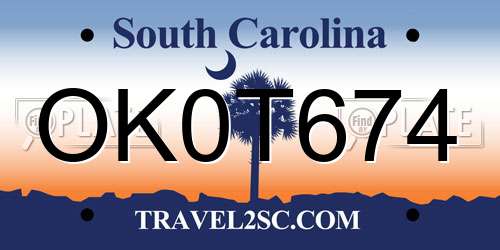 OK0T674 South Carolina License Plate