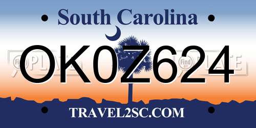 OK0Z624 South Carolina License Plate
