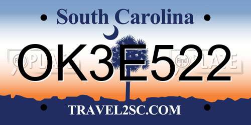 OK3E522 South Carolina License Plate