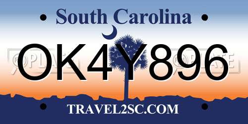 OK4Y896 South Carolina License Plate