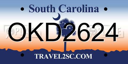 OKD2624 South Carolina License Plate