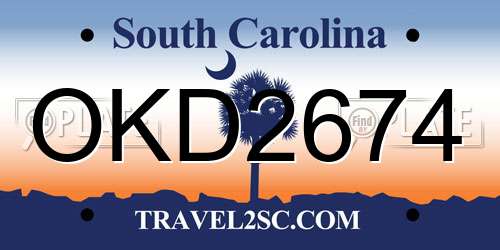 OKD2674 South Carolina License Plate