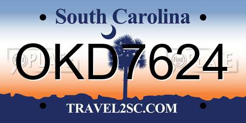 OKD7624 South Carolina License Plate