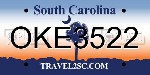 OKE3522 South Carolina License Plate