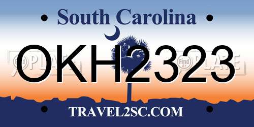 OKH2323 South Carolina License Plate
