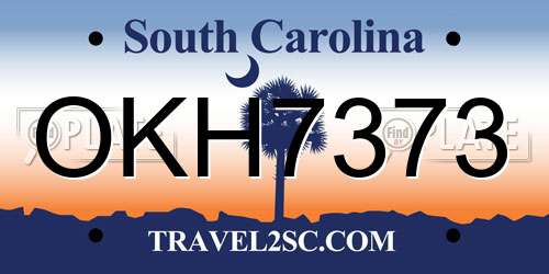 OKH7373 South Carolina License Plate