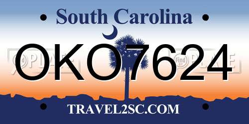 OKO7624 South Carolina License Plate