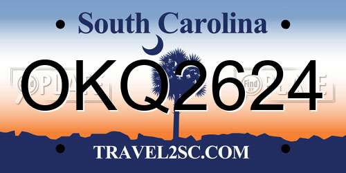 OKQ2624 South Carolina License Plate