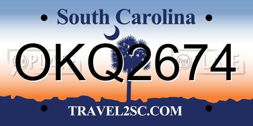 OKQ2674 South Carolina License Plate