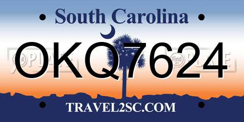 OKQ7624 South Carolina License Plate