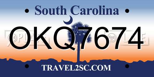 OKQ7674 South Carolina License Plate